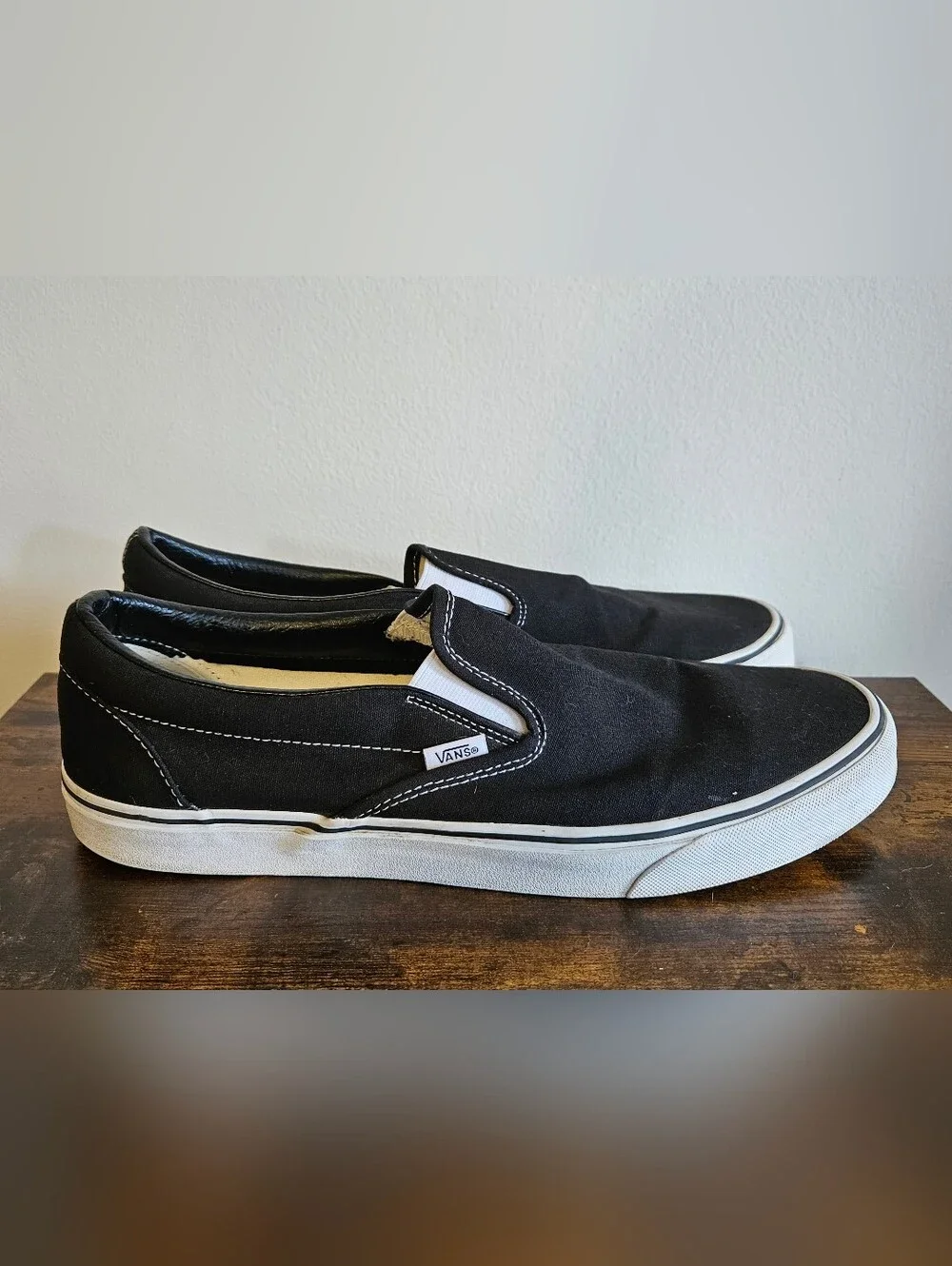 Mens Vans Black Canvas Slip-On Loafers